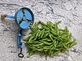 Green beans with bean slicer
