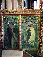St Andrew and St Stephen on the rood screen painted by Henry Bird