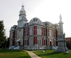 Das Henry County Courthouse in Cambridge, seit 2004 im NRHP gelistet[1]