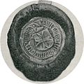 Early form of the eight-pointed cross (cross fourchée), seal of the provost of St John's church, Stockholm, dated 1526.