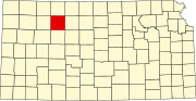 Map of Kansas highlighting Graham County