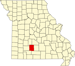 Map of Missouri highlighting Webster County