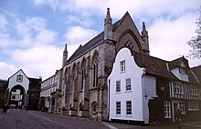 Photograph of the school chapel and adjoining buildings from the Upper Close