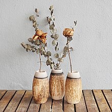 3 Obvara vases made by Adil Ghani from RAAQUU, Malaysia.