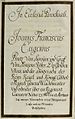 Epitaphinschrift Johannes Franz Eugen von Savoyen, aus dem Thesaurus Palatinus