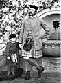 Frederick III with his young son Wilhelm wearing highland dress including tweed kilt jacket