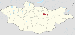 Ulaanbaatar highlighted in Mongolia