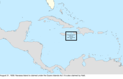 Map of the change to the United States in the Caribbean Sea on August 31, 1858