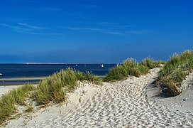 Dunes on the northern shore of Vlieland looking towards Terschelling