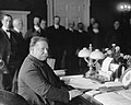Image 16President William Howard Taft at his desk in the Oval Office, signing the statehood bill for New Mexico on January 6, 1912. (from History of New Mexico)