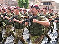 Italian paratroopers from the 1st Carabinieri Regiment "Tuscania" on parade, equipped with late-generation Ephod vests.