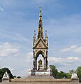 Image 12 Albert Memorial Photo credit: David Iliff The Albert Memorial, a monument to Prince Albert found in Kensington Gardens, London, England, as seen from the south side. Directly to the north of the Royal Albert Hall. It was commissioned by Queen Victoria of the United Kingdom and designed by Sir George Gilbert Scott in the Gothic revival style. Opened in 1872, the memorial is 176 feet (54 m) tall, took over ten years to complete, and cost £120,000. More featured pictures