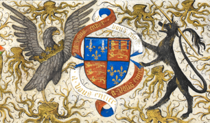 Coat of arms of John of Lancaster, Duke of Bedford, detail from Bedford Hours
