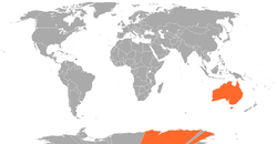 Map indicating locations of Barbados and Australia