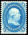 Benjamin Franklin Issue of 1861 from the first series of US Postage Stamps produced by the National Bank Note Co (later merged into the American Bank Note Co.[5]