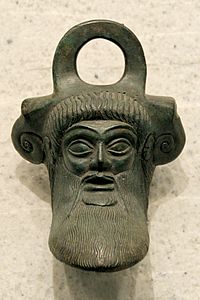 Ancient Greek mascaron from a situla, late 6th century BC, bronze, Louvre