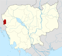 Location of the present-day Pailin Province in Cambodia, the capital of the provisional government between 1994 and 1998