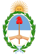 The coat of arms of Argentina includes a Phrygian cap atop a pike being held by two clasping hands, as a symbol of national unity and the willingness to fight for freedom.
