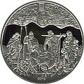 Kyi, Shchek and Khoryv and Lybid' on the obverse of the NBU silver coin "900 years of the Primary Chronicle", 2013
