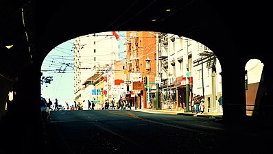 North portal of the Stockton Street Tunnel, looking at Chinatown (2016)