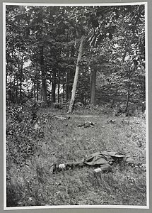 "Confederate dead on Matthews Hill, Bull Run", Brady Handy Collection[31]