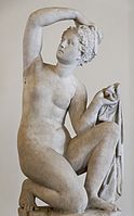 Crouching Aphrodite, marble copy from the 1st century BC after a Hellenistic original of the 3rd century BC.