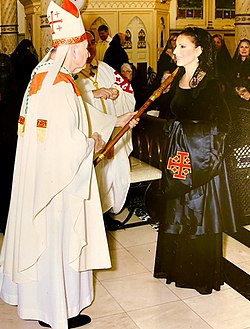 Grant being made a Dame of the Order of the Holy Sepulchre in 2022.