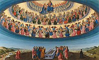 Assumption of the Virgin by Francesco Botticini, which hung in the Entrance Hall until it was sold to the National Gallery in 1882