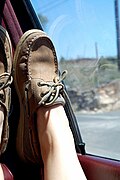 Boat shoes associated with the preppy look