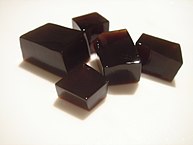 Grass jelly is a jelly-like dessert that is prepared with Mesona chinensis.