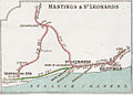 A 1914 Railway Clearing House map of the eastern end of the East Coastway line