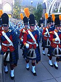 The Irish Guard leading the Band of the Fighting Irish to the stadium