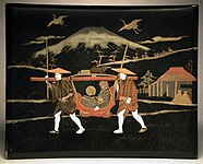 Japanese lacquerware Photograph Album Cover with ivory inlay, 1865