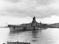 Aoba sunk in harbor, October 1945