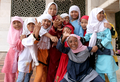 Muslim girls at Istiqlal Mosque in Jakarta