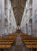 Kathedrale von Norwich, gotisches Fächergewölbe über romanischen Arkaden