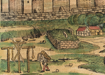 Richtstätte vor den Mauern von Nürnberg (Bildausschnitt aus der Schedelschen Weltchronik 1493)