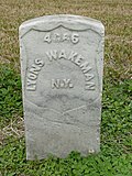 Pvt. Lyons Wakeman headstone in the Chalmette National Cemetery. Her real name was Sarah Rosetta Wakeman.