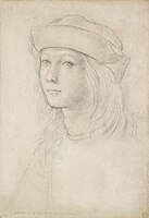 Probable self-portrait drawing by Raphael in his teens
