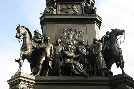 Mounted (to the left): Seydlitz, Count Finckenstein, Schlabrendorf, Graun, Count von Carmer, Lessing, Kant, Mounted (to the right): Zeiten