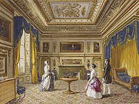 Royal Visit to Louis-Philippe: Bedroom of Madame Adélaide at the Château d'Eu (1844, figures inserted by Winterhalter, Royal Collection Trust)