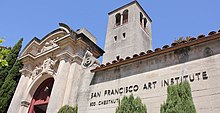 A medium shot of the entrance to the San Francisco Art Institute