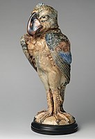 Martin Brothers Wally Bird tobacco jar, 1896, 51.4 cm high, weight of pottery 15 lb