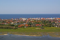Wangerooge from the air, approaching the island from the south