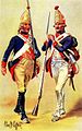 Hessischer Grenadier des Regiments Rall, 1776 (links) und Grenadier des Regiments von Specht, Braunschweig-Wolfenbüttel, 1777