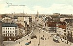 Blick vom Turm der Johanniskirche in den Grimmaischen Steinweg, um 1900