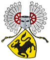 :Schreitender schwarzer Stier im Wappen des uradeligen Mecklenburger Rittergeschlechts derer von Plesse(n), 13. Jahrhundert