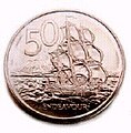 Die Endeavour auf der neuseeländischen 50-Cent-Münze