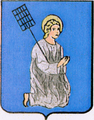 Poggio San Lorenzo Auf blauem Schild der Ortspatron Laurentius von Rom
