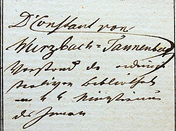 Unterschrift Dr Constant von Wurzbach-Tannenberg, 1859